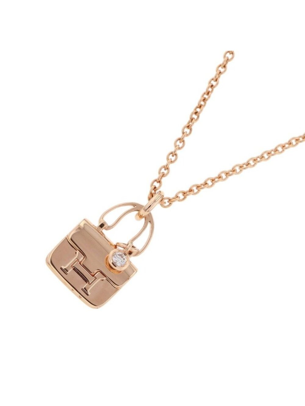 Hermes Necklace Amulette Constance Diamond 18k Pink Gold